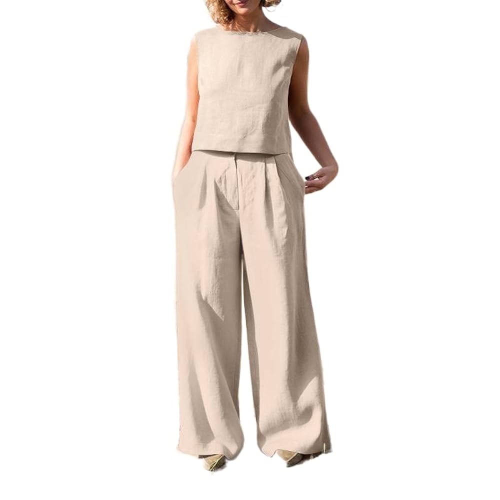 Amazon.com: Akivide Linen Sets for Women 2 Piece Sleeveless