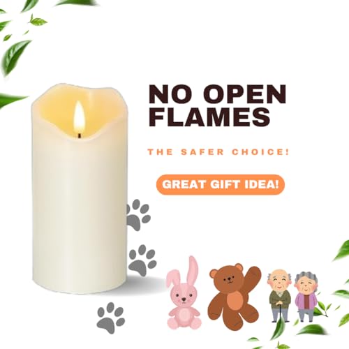 Image of Rechargeable Flameless Candles Set of 3 | Real Wax LED Pillar Candles with Remote & Timer | Realistic Flickering Flame | Battery Operated | for Thanksgiving, Holiday, Halloween Decoration & Gift