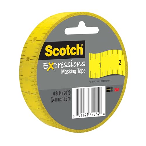 Scotch Expressions Masking Tape, .94 in x 20 yd, Ruler Pattern, 6 Rolls