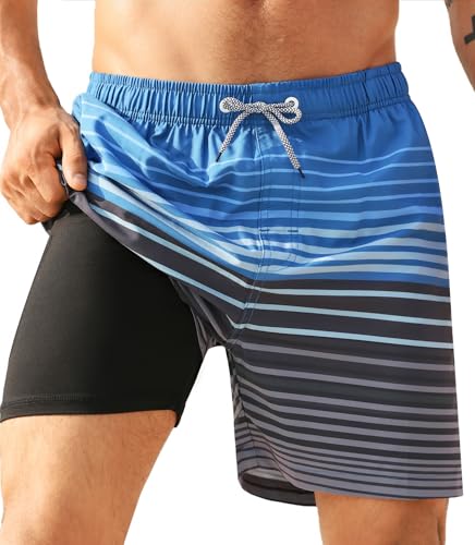 APTRO Men's Swim Trunks 2 in 1 Bathing Suit 5 Inch Beach Swimwear...