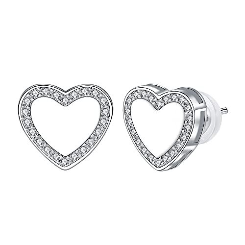 J.MUEN Pendientes de Corazón-Plata de ley 925- Joyería fina Pendientes de para Mujer Cover