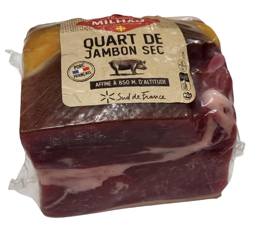 jemangefrancais - Quart de jambon sec 1/6 ème - Affiné à 850 mètres d'altitude - Poids environ 800 g - Porc Français
