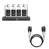 Phenyx Pro Wireless in Ear Monitor System, Quad-Channel Wireless IEM System (PTM-33) Bundle with 10Ft XLR Snake Cable