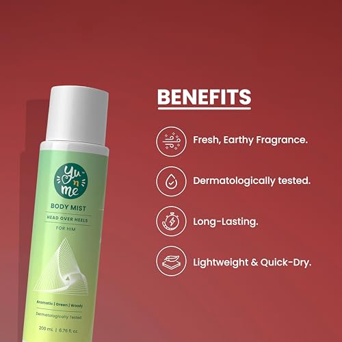 Image of Yu n Me Head Over Heels Liquid Body Mist for Men | 200ml Long-Lasting Body Spray | Aromatic, Green & Woody Notes | Refreshing Odor Control | Skin-Friendly & Dermatologically Tested | Gas-Free | PO1