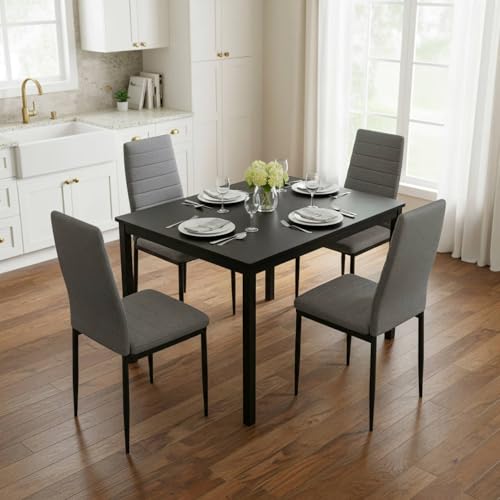La Mejor Recopilación de Sillas de comedor que puedes comprar esta semana. 44 HOMEMAKE FURNITURE Set De 4 Sillas para Comedor Modernas con Asiento Acolchado, Sillas de Respaldo Alto Diseño Simple sin Apoyabrazos Aptas para Mesas de Comedor, Gris