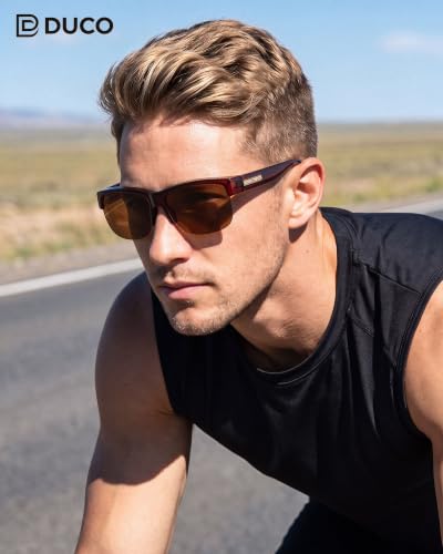 Image of DUCO Polarized Fitover Sunglasses UV400 Protection & HD for Unisex 8960 | Stylish half-frame, ultralight(23g), Durable TR90 frame, lenses stay put, fits over Rx glasses for sports & daily