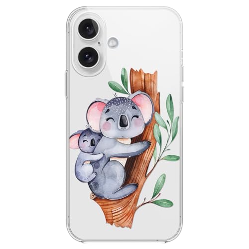 Evitez les rayures : coque iPhone 16 koala transparent anti-choc