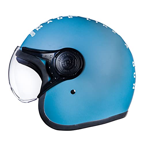 Image of Royal Enfield ISI Certified Open Face MLG Helmet with Clear Visor(Matt Squadron Blue-Size: XL)