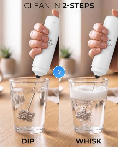 Image of Zulay Kitchen Rechargeable Milk Frother Handheld - Triple Coil Whisk, Electric Coffee Frother, Portable Hand Frother Wand, Drink Mixer for Matcha, Lattes & Cappuccinos, Kitchen Gifts - White