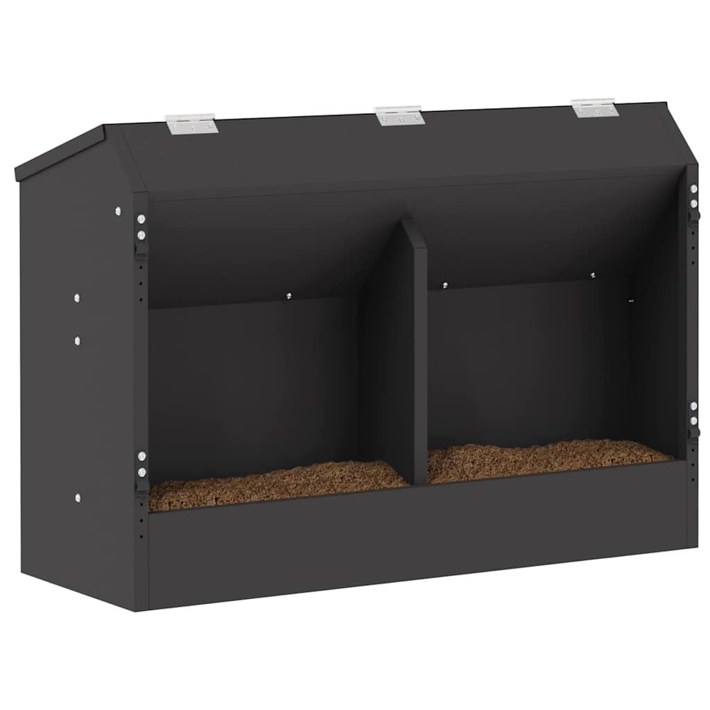 Mangiatoia per conigli nera in acciaio laminato a freddo, 64,5 x 25,5 x 45,5 cm, resistente alle intemperie e impermeabile, con capacità di 6 kg, per interni ed esterni, pratica mangiatoia
