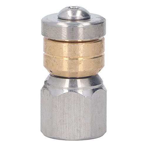 Holigie Pressure Washer Nozzle Stainless Steel Brass Compact Mini Drain Sewer Nozzle for Hot and Cold Water 5000 PSI High Pressure Cleaning Tool for Indoor Outdoor Use (G1/4in Female Thread)