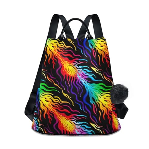 Sac à dos antivol femme noir arc-en-ciel contre les pickpockets