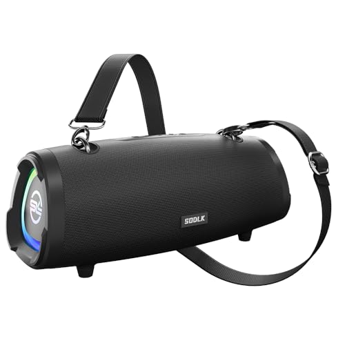 SODLK Altavoz portátil de pico de 100 W, altavoces Bluetooth inalámbricos con subwoofer integrado, graves en auge, luces de fiesta RGB, IPX6 impermeable, emparejamiento TWS, AUX, tarjeta TF y entrada