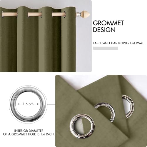 Image of Cortina 80-90% Blackout Solid Window Curtains 5 Feet Set of 2 - Thermal Insulated | Curtain for Living Room | Drapes for Bedroom | (5 Feet, Olive)