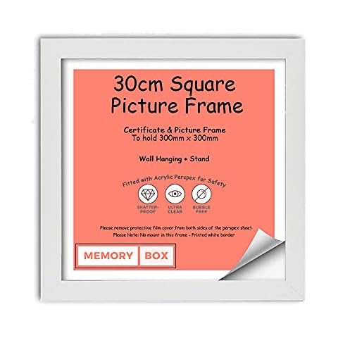 30x30 cm Square White Photo Frame, Picture Frame, Document frame, Certificate Frame, Wall Mountable & Freestanding - 30cm x 30 cm Frame White Cover