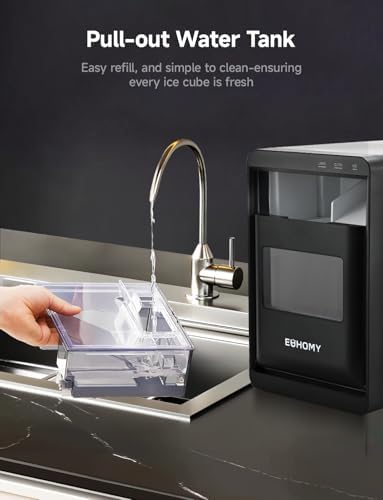 EUHOMY Nugget Ice Maker Countertop, 40Lbs/24H Pebble Ice Maker Machine, Self-Cleaning Countertop Sonic Ice Makers with Ice Scoop&Basket, Pellet Ice Maker Machine for Home/Kitchen/Office - 5