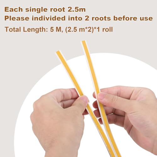 Image of Sealing Tape for Doors Windows, Self-Adhesive Foam Tape, Door Seal Window, Rubber Foam Seal Anti-Collision /Soundproof /Waterproof /Dustproof, 5 m, White