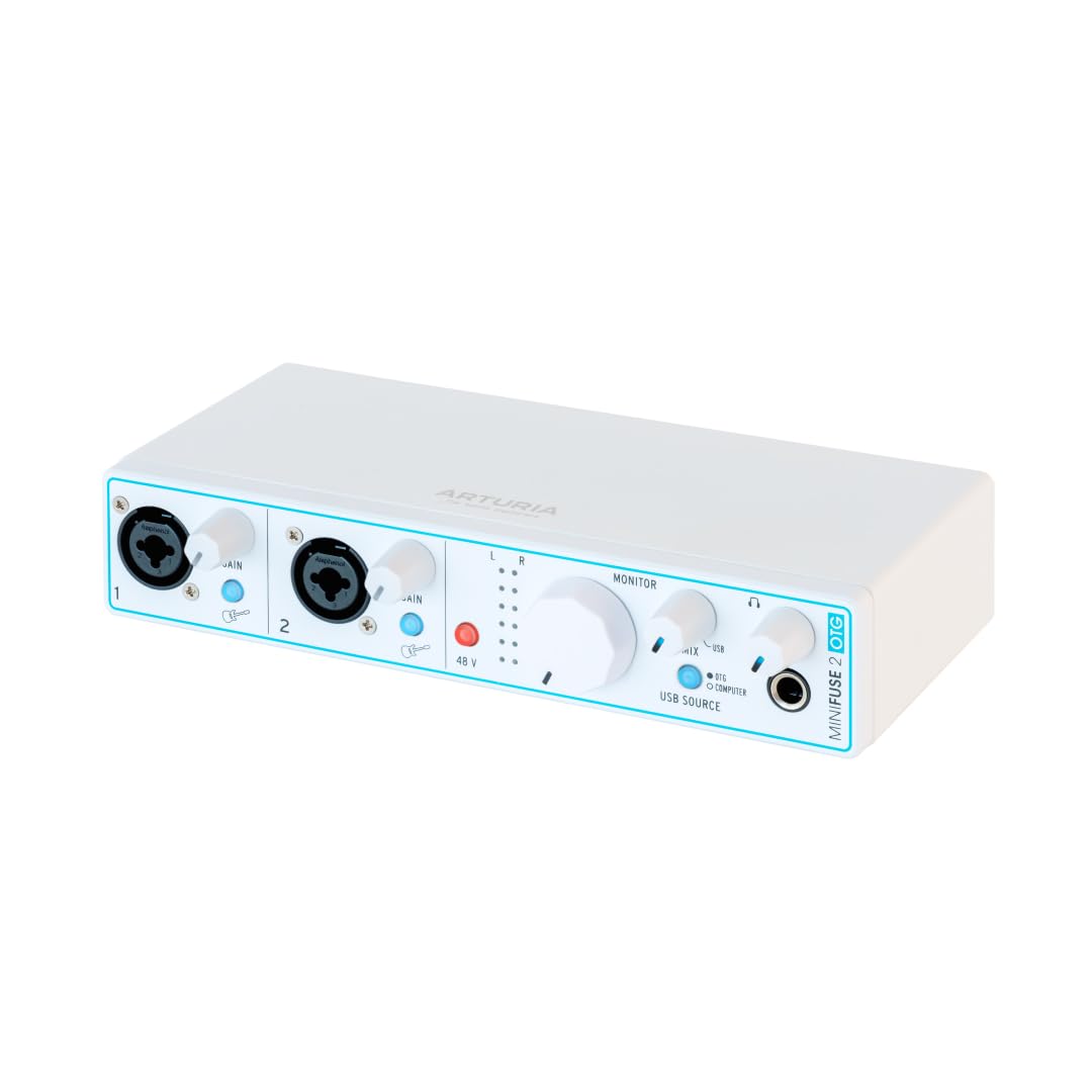 INTERFAZ DE AUDIO ARTURIA MINIFUSE 2 OTG WHITE | Negro, 2 entradas, USB-C, funciona con pilas, portátil, 24 bits/192 kHz