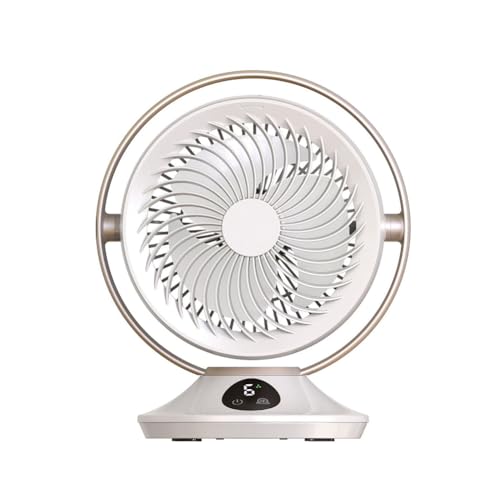 Giwnhvx Ventilador de Escritorio Recargable de 3000mah, Ventilador Circulador de Aire de Mesa Portátil para Toda la Habitación: 6 Velocidades, Inclinación de 360°, Oscilación de 90° Beige
