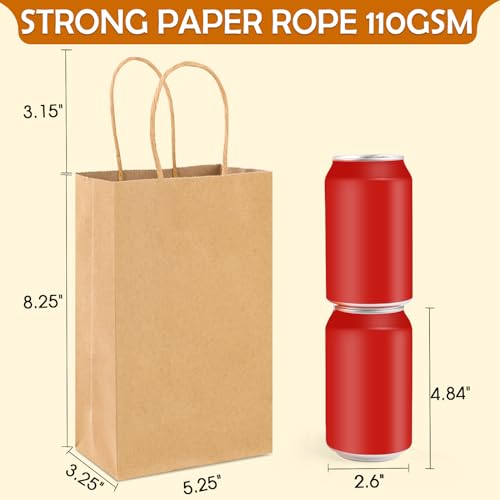 Image of XPCARE Brown Paper Bags with Handles, 100Pcs 5.25x3.25x8.25'' Kraft Bags