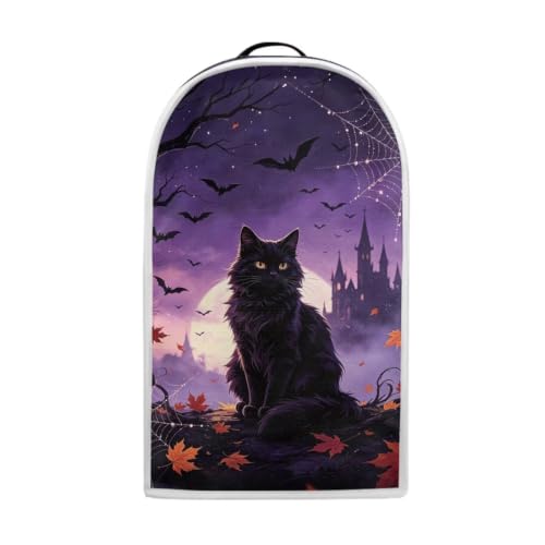 Image of Leaves Black Cat Blender Dust Cover, Anti Fingerprint Polyester Stand Mixer or Coffee Maker Appliance Protector, Machine Washable Blender Cover for Kitchen Appliance Halloween Party