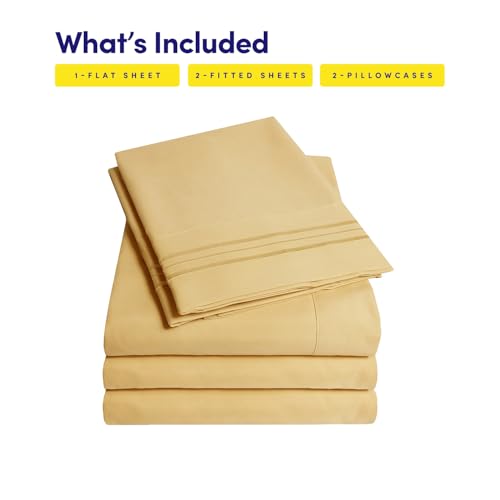 Image of 1500 Supreme Collection Extra Soft Split King Sheets Set, Camel - Luxury Bed Sheets Set with Deep Pocket Wrinkle Free Bedding, Over 40 Colors, Split King Size, Camel