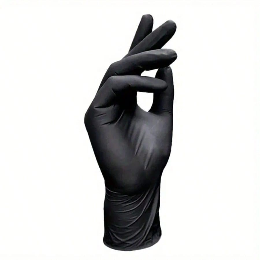 10/20/30/50/100 pezzi Guanti monouso in nitrile nero senza lattice for lavoro, cucina, bagno, pulizia, tintura dei capelli, permanente, cibo, tatuaggio(100pcs,L)