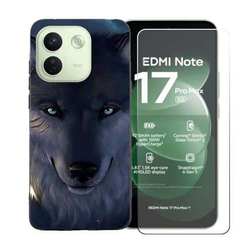 CongJiaLingXi�P�[�X�K�p�� Redmi Note 17 Pro Max + �������ꂽ�K���X�X�N���[���v���e�N�^�[,BST12 | �_��Ȓ����^�V���J�Q��TPU�h�U�ی�g�уP�[�X�t���L�V�u���o���p�[�P�[�X, 6.83 �C���`