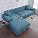 ABUKJM Funda Impermeable Sofa, Fundas Sofa Chaise Longue de Tela cepillada cómodas, Protector Sofa para Mascotas para Salas de Estar Interiores, Lavable a máquina (Lake Blue,1-Seater 90-140cm 1pc)