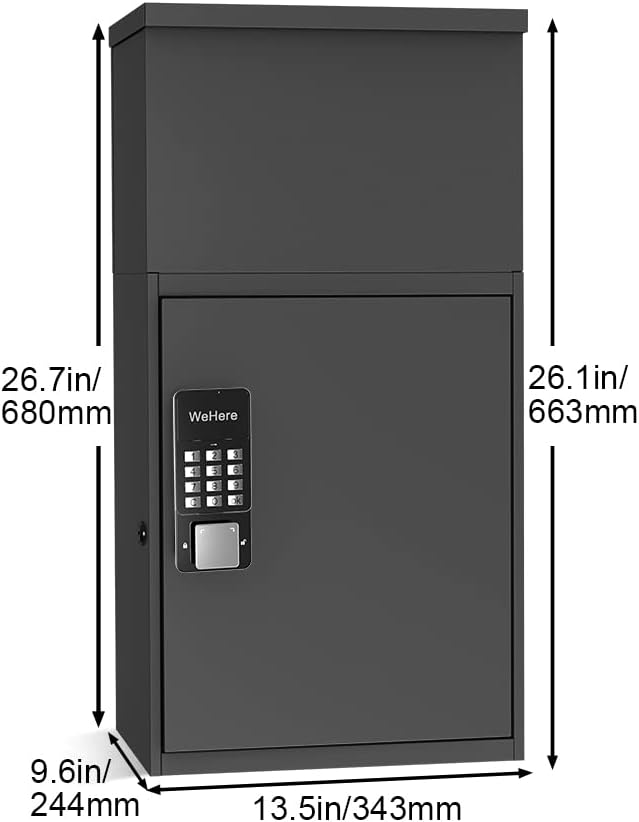 WeHere Smart Parcel Drop Box with Smart Lock for Secure Multiple Internet Deliveries of Large Delivery Packets Weatherproof Outdoor Delivery Box