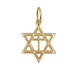 Colgante de oro amarillo de 18 quilates, 0,23 g, oro 750/1000, estrella de 6 puntas, con cruz central, joya refinada Salia Gold Paris