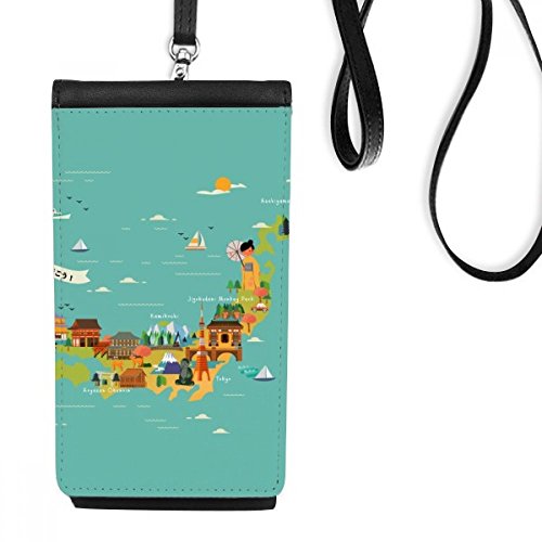 Traditionnelle carte faux cuir smartphone bourse japonaise, une idée cadeau originale noire