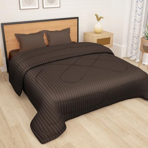 Image of Double Bed Comforter 180 GSM (220x250 CM) | Reversible Comforter Set Double Bed | AC Comforter Double Bed Cotton | All Season Comforter Double Bed Set | Quilt Blanket - Brown