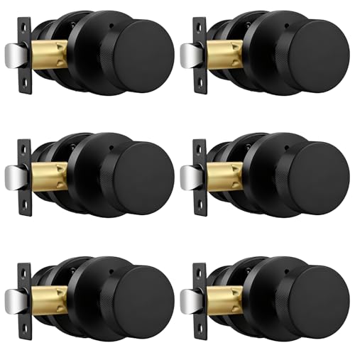 Probrico Round Privacy Door Knobs, Black Interior Door Knobs, Black Door Knobs for Bedroom and Bathroom, 6 Pack, 2026 NEW