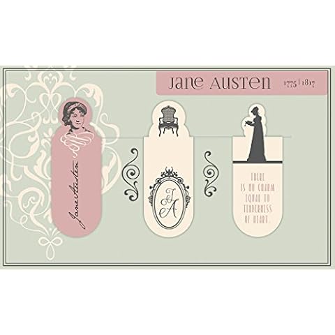 Moses. 82755 Magnetic Bookmark Jane Austen Set of 3 Magnetic Bookmarks, Charming Illustrated Cover