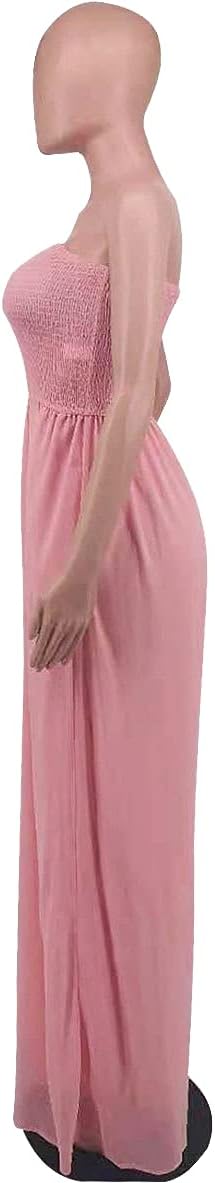 Ophestin Women's Strapless Tube Wide Leg Jumpsuits Smocked Women Jumpsuits Dressy Casual Flowy One Piece Jumpsuits Rompers - Image 5