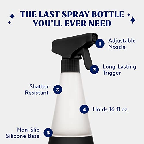 Cleancult Glass Spray Bottles (16oz, 2 Pack) - Refillable All Purpose Cleaning Spray Bottle - BPA-Free Plastic Nozzle & Non Slip Silicone Sleeve - Shatter Resistant, Dishwasher Safe - Matte Black3