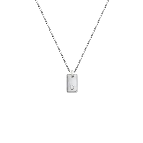 Sterling Silver A-Z Initial Tag Necklace - Letter Pendant on