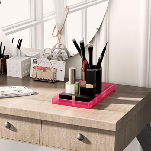 Mutellstory Acrylic Vanity Tray Decorative Bathroom Tray Perfume Jewelry Makeup Tray For Dresser Tops Small Desk Organizer Candle Sink Tray For Counter thumb #7