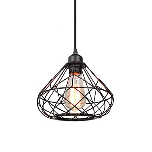 Lustre industriel cage noire E27 pour creer une ambiance bistrot dans votre salon