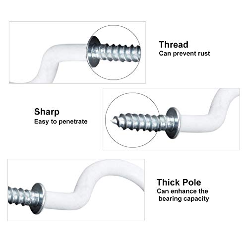 Xtieksh Ceiling Hooks Heavy Duty 24 Pack 2.9 Inch Vinyl Coated Screw In Hooks Kitchen Hooks Cup Hooks For Hanging Plants, Lights, Cups, Mugs, Wind Chimes, Utensils, Indoor Outdoor Use #TOP2