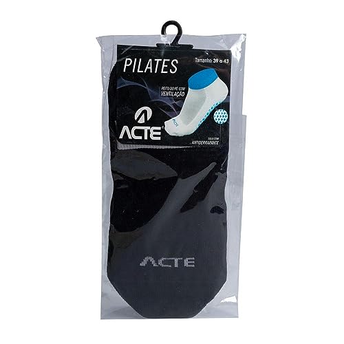 Acte, Par de Meias para Pilates F10-PC - Preto e Cinza