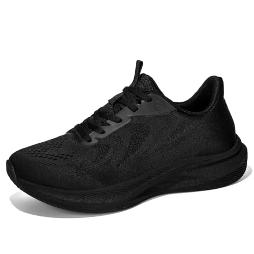 Kimigia Męskie buty do biegania o szerokim kroju (wys.) - Oddychające trampki na co dzień z szerokim pudełkiem na palce dla szerokich stóp i wysokich stóp, 919 Czarny, 44 EU
