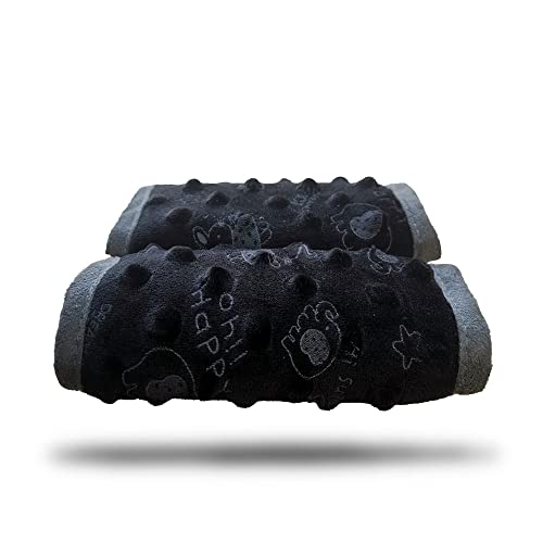 Image of DODO NICI car seat Strap Cover for Baby, seat Belt Cover Cushion, Belt Pads fit Baby Carrier/Pushchair/Stroller, Cozy Peace Dotted Minky, Black