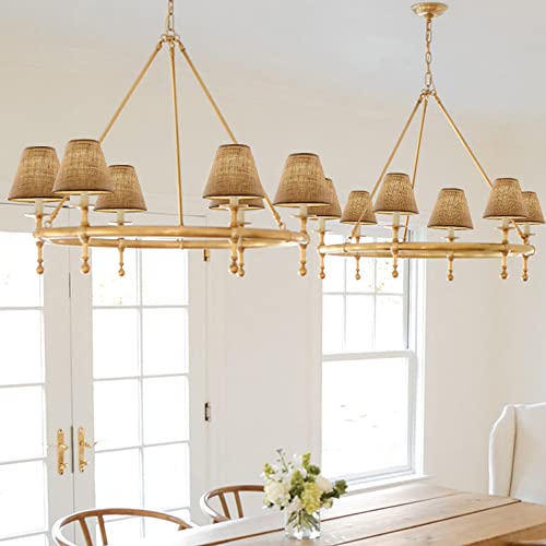 Small Lamp Shades Set Of 6, Chandelier Shades 3" X 6" X 5", Farmhouse Burlap Lamp Shade Clip On Lampshade, Light Shade For Bedroom Dining Room Living Room And More, Natural Linen Handcrafted, Brown #TOP6