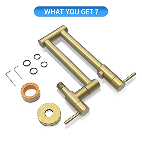 Gowin Gold Pot Filler,Wall Mount Pot Filler Faucet,Brushed Gold Folding Faucet With Stretchable Double Joint Swing Arm,Kitchen Sink Pot Filler Faucets,Kitchen Faucet Over Stove #TOP6