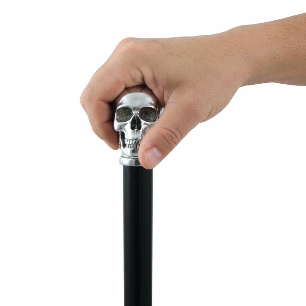 CAVAGNINI Bastón de paseo de calavera elegante de ceremonia de haya natural para hombre y mujer, de madera y metal puro, fabricado en Italia