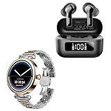 TOZO S8 AMOLED Smart Watch for Women, 1.32" HD Color Screen, Health Tracker Ladies Watch,NC3 Hybrid Active Noise Cancelling Wireless Earbuds with 6 Mics AI Clear Call Ear Buds