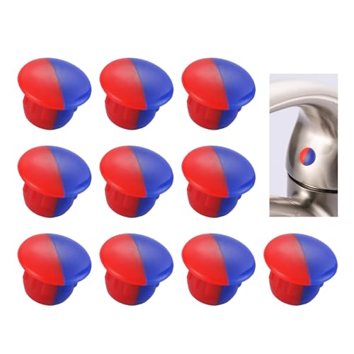 Hot and Cold Water Faucet Indicator: 10 PCS Red and Blue Temperature Sign Buttons Suitable for 7mm Holes, Faucet Handle Accessories Replacement Parts for Mixer Tap Kitchen Bathroom