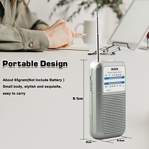 Degen DE333 Tragbares Radio AAA Batteriebetriebenes AM FM Radio Mini mit Kopfhörern zum Wandern und Camping - Image 4